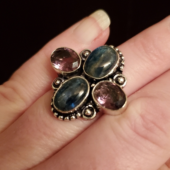 ***Sale*** New Blue Kyanite & Amethyst 925 Silver Ring. - Picture 5 of 10